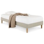 Sommier tapissier paimpol 90 x 190 cm structure en bois et revêtement en tissu beige cadre de lit avec ... Sommier tapissier paimpol 90 x 190 cm structure en bois et revêtement en tissu beige cadre de lit avec ...