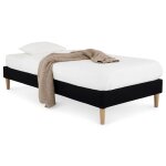 Sommier tapissier paimpol 90 x 190 cm structure en bois et revêtement en tissu noir cadre de lit avec ... Sommier tapissier paimpol 90 x 190 cm structure en bois et revêtement en tissu noir cadre de lit avec ...