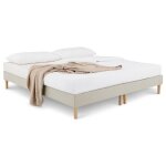 Sommier tapissier rennes 180 x 200 cm structure en bois et revtement en tissu beige cadre de lit avec ...