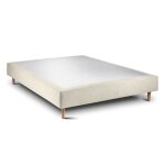 Sommier tapissier tissu beige clair 160x200 h35cm sommeil de plomb - sommier en bois massif avec pieds ...