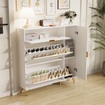 Meuble � chaussures - somubi - 110x24x111. 5 cm - blanc - rangement pour 20 paires - design moderne