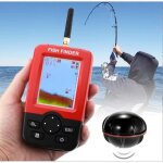 Sondeur de pche - portable - dtecteur de poisson sans fil - cran lcd - porte 100 m - sonar 125 khz ...