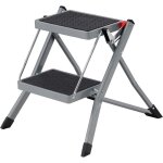 Songmics escabeau  2 marches marche - pieds pliable largeur de marche 20 cm caoutchouc antidrapant ...