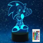 Sonic jouet lampe 3d veilleuse anime - 16 variations de couleurs / lampe enfant - d�coration de chambre ...