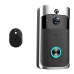 Sonnette intelligente - kit noir - vision nocturne - d�tection de mouvement - cam�ra haute r�solution ...
