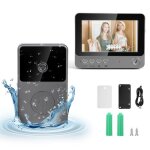 Sonnette sans fil avec cam�ra ext�rieur �tanche 1080p visiophone vid�o sans fil �cran 4. 3 interphone ...