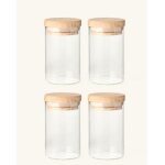 Sostene grene - lot de 4 bocaux en verre avec couvercle en bois 150ml 55 x 9 cm Sostene grene - lot de 4 bocaux en verre avec couvercle en bois 150ml 55 x 9 cm