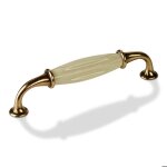 Sotech poign�e en porcelaine meta poign�e de meuble porcelaine cr�me blanc laiton finition antique ba ...