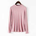 Sous vetement tee shirt femme col roul  manche longue grande taille - rose