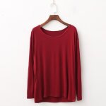 Sous vetement tee shirt manches longues femme col arrondi grande taille - bordeaux