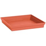 Soucoupe carr�e - eda - toscane - 40 cm - pour pot 50 cm r�f. 013648 - 40 x 40 x h. 59 cm - orange terre ...