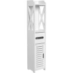 Meuble colonne salle de bains - soulong - blanc - 80 x 155 x 15 cm - rangement shampooing