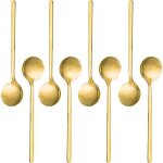 Sourceton pack de 8 cuill�res � espresso en acier inoxydable plaqu� or mini 5. 3 inch