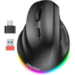 Souris ergonomique verticale sans fil pour gaucher 24g et bluetooth 2400 dpi noir