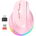Souris ergonomique verticale sans fil pour gaucher 24g et bluetooth 2400 dpi rose Souris ergonomique verticale sans fil pour gaucher 24g et bluetooth 2400 dpi rose