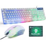 Souris de jeu optique arc - en - ciel � 6 boutons 2400 dpi + clavier de jeu + tapis de souris combo blanc ...