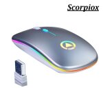 Souris sans fil argent - scorpiox - ultra mince - rechargeable - 4 boutons - clics silencieux