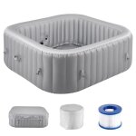 Spa gonflable - duoku - fjw624 - 4 - 6 personnes - 130 jets - gris
