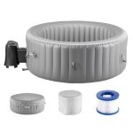 Spa gonflable rond - vevor - capacit� 4 - 6 personnes - bains � remous d?ext�rieur portable 208x66 cm ...