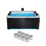Spa rigide 6 places 160cm carr hydromassage 4 coussins bche 8 filtres spa oslo + 8 filtres spa