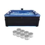 Spa rigide 6 places 160cm carr hydromassage 4 coussins bche 8 filtres spa sapphire + 8 filtres spa