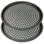 Space home - moules  pizza perfores - plaque  pizza anti - adhsive - set 2 - acier au carbone -  ...