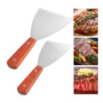 Spatule inox - non spcifi - 2 pcs - manche en bois antidrapant - acier inoxydable 420 - design pratique ...