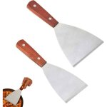 Spatule manche en bois inox spatule barbecue plancha spatule en acier inoxydable de haute qualit� 2 pi�ces ...