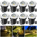 Spot encastrable exterieur - lot de 8 5w ip65 cob led blanc chaud led terrasse downlight lampe pour jardin ...