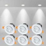 Spot led encastrable lot de 6 5w cob plafonnier encastr� blanc froid 6000k 500lm ip44 pour salle de bain ...