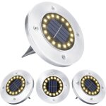 Spots solaires dext�rieur enterr�s 16 spots led blanc chaud en acier inoxydable �tanches pour patio all�e ...