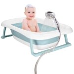 Springos� baignoire pliante pour b�b� avec thermom�tre et coussin 35 l blanc et bleu