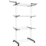 Springos® séchoir à linge sur roulettes 4 niveaux avec ailes pliables - blanc / gris Springos® séchoir à linge sur roulettes 4 niveaux avec ailes pliables - blanc / gris