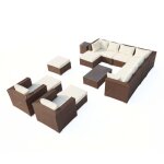Stalla - salon de jardin modulable 13 / 14 places en résine tressée marron et blanc Stalla - salon de jardin modulable 13 / 14 places en résine tressée marron et blanc