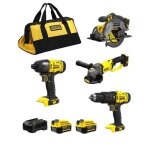 Stanley fatmax kit sfmck469m2 (sfmcd711 + sfmcf800 + sfmcg400 + sfmcs500 + 2 x 40 ah + chargeur + sac ...