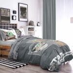 Star wars mandalorien enfant curieux parure de lit enfant 140x200 cm 100% coton lit 1 personne