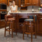 St�rkes material tabourets de bar en bois en cuir en haut de vache chaise de hauteur de bar pivotante ...