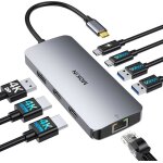 Station daccueil usb c dual hdmi 8 en 1 docking station pour 3 moniteurs 4k dock usb c avec 2 hdmi et ...