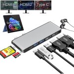 Station daccueil surface pro 9 / 10 / 11 - 2 hdmi 4k usb c thunderbolt 4 usb 3. 0 audio sd / tf