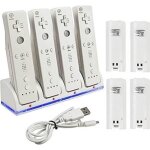 Station daccueil pour t�l�commande wii - keeper - 4 x 2800mah - blanc - jusqu� 12 heures de jeu - n�on ...