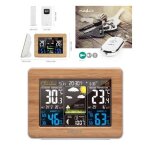 Station mto bois int et ext capteur mto sans fil ext prv mtorologiques cran lcd couleur heure ...