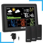 Station m�t�o num�rique connect� sans fil thermometre exterieur hygrom�tre tendance pr�vision 3 capteurs ...