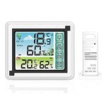 Station m�t�o sans fil avec capteur ext�rieur thermom�tre et hygrom�tre num�riques r�tro�clairage r�glable ...