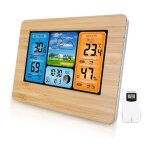 Station m�t�o - largeight - mod�le num�rique - capteur ext�rieur - thermom�tre - r�veil en bois