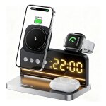 Station de recharge sans fil 5 en 1 pour t�l�phone chargeur magsafe avec r�veil et veilleuse pour plusieurs ...