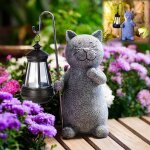 Statue animaux chat decoration statue jardin exterieur avec lampe solaire - salon chaton dcoration cadeau ...