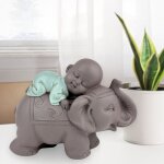 Statue bonze et �l�phant - atmosph�re zen - magnifique figurine porte - bonheur - id�e cadeaux toute ...
