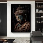Statue de bouddha vintage peinture sur toile impressions religieuses art mural d�coration 50x70cm sans ...