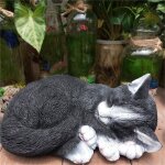 Statue de jardin - aucuneary - chat endormi - r�sine