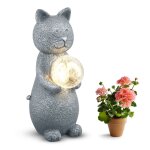 Statue de chat de jardin dcore de lumires led solaires statue de chat de jardin extrieur dcore ...
